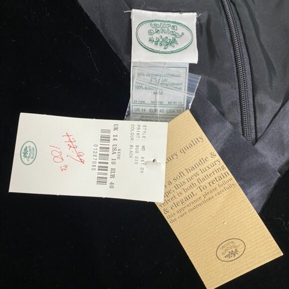 Laura Ashley velvet dress vintage black velvet sleeveless vintage 10 NWT lined - Picture 7 of 8